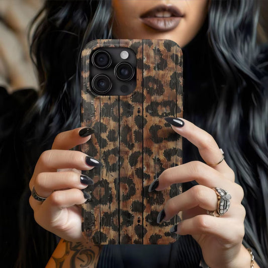 Woodgrain Animal Print Protective Phone Case