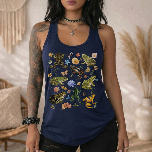 Floral Frog Racerback Tank Top