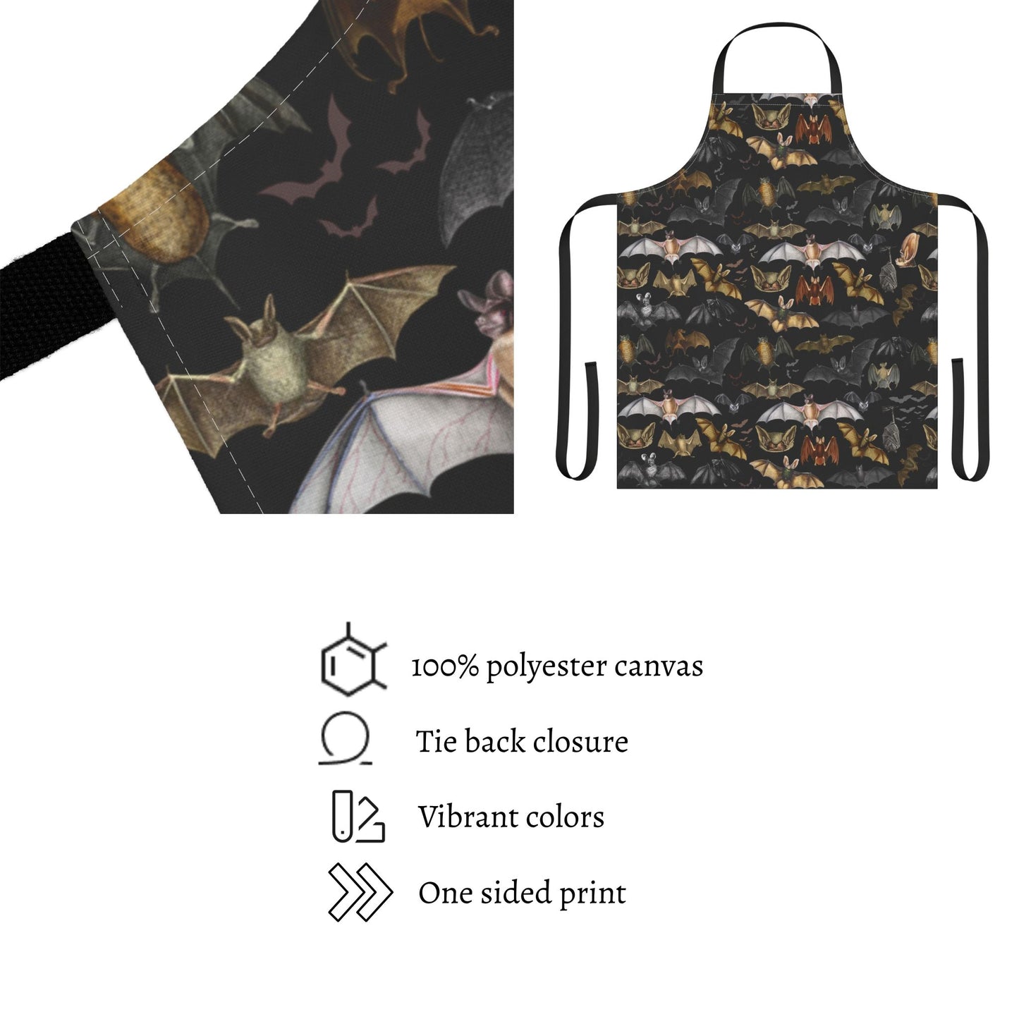 Vintage Bat Gothic Collage Apron