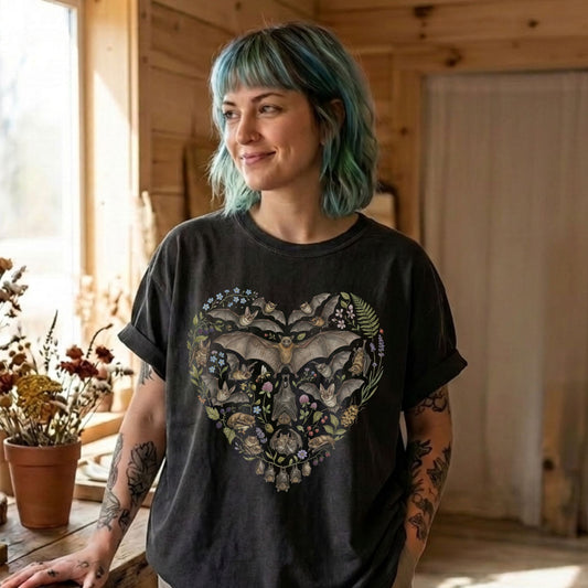 Botanical Bat Heart Collage T-Shirt