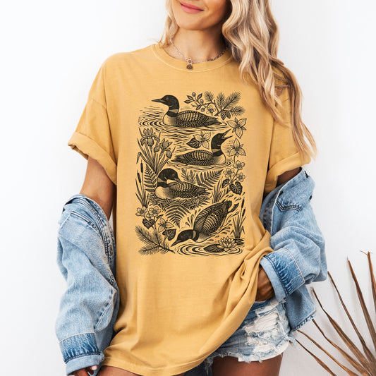 Linocut Loon Graphic T-Shirt