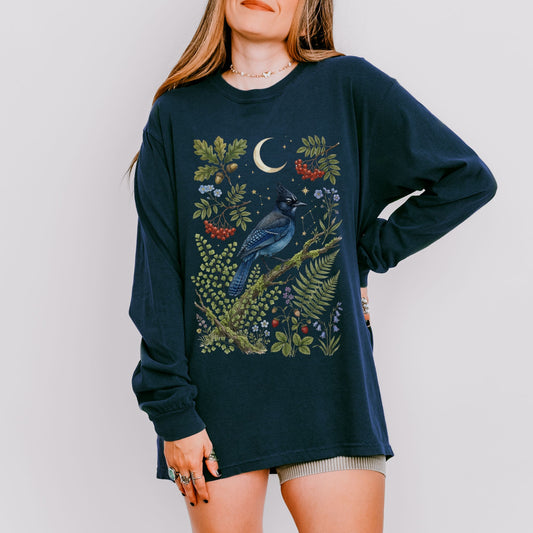 Celestial Steller's Jay Bluejay Long Sleeve Tee