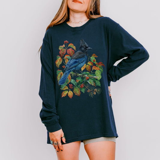 Vintage Botanical Steller's Jay Long Sleeve Tee