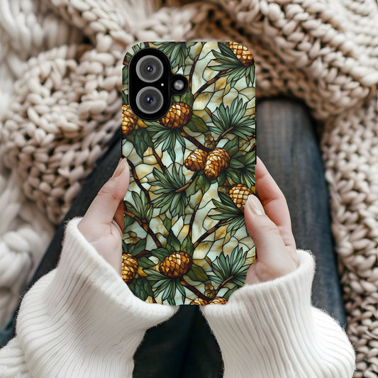 Pine Tree Stained Glass Tough Phone Case