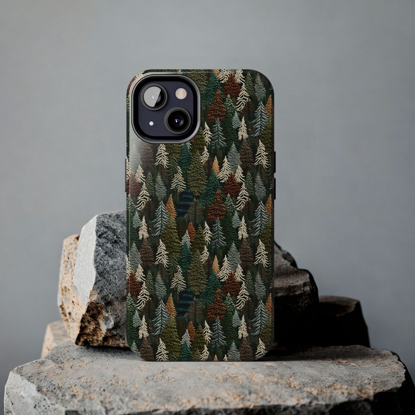 Forest Trees Embroidered Tough Phone Case
