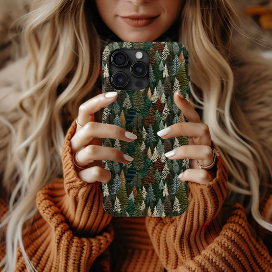 Forest Trees Embroidered Tough Phone Case