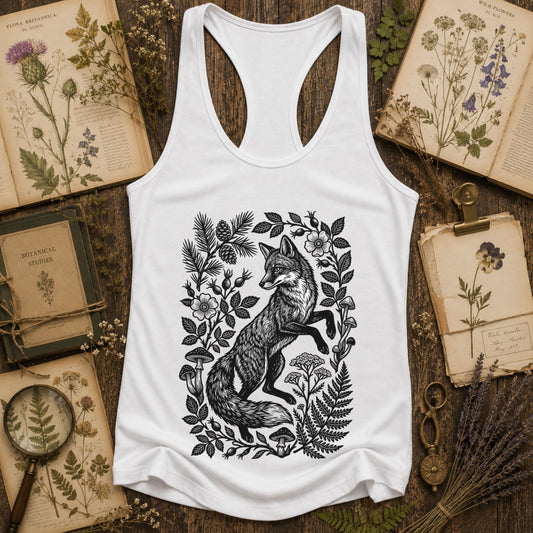 Fox Linocut Racerback Tank Top