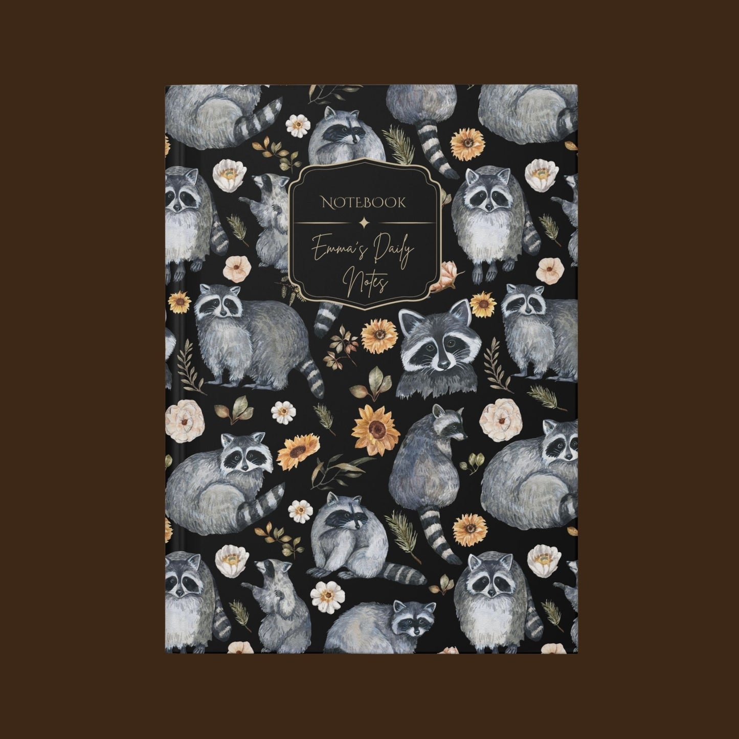 Cute Raccoon Hardcover Personalized Journal