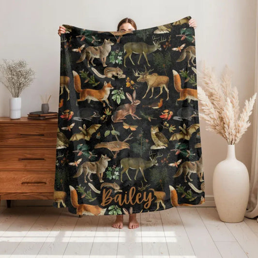 Woodland Animals Fleece Blanket