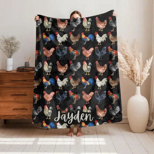 Chicken Cottagecore Throw Blanket