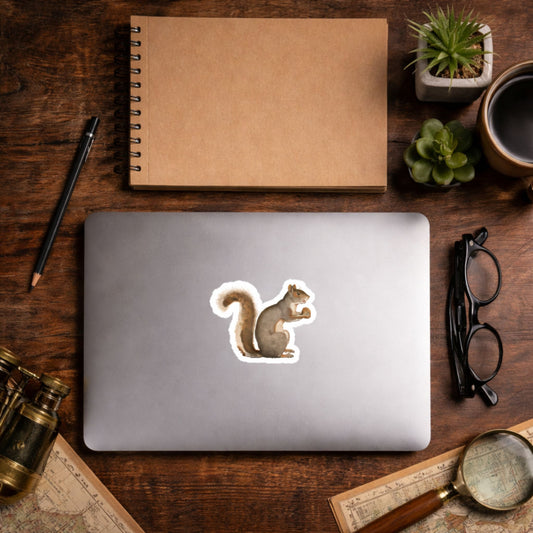 Vintage Squirrel Die Cut Sticker