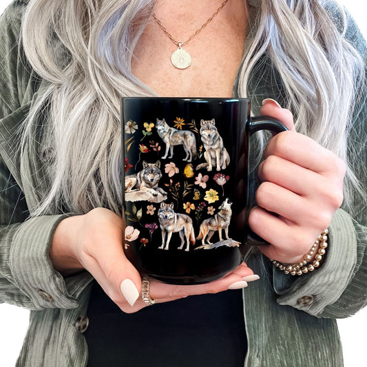 Wolves 15oz Black Mug