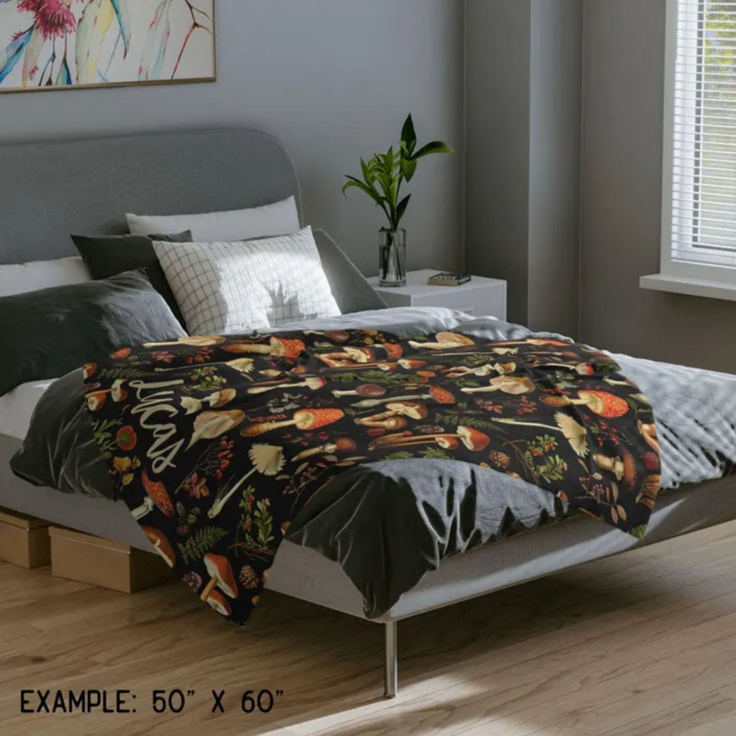 Vintage Botanical Mushroom Blanket