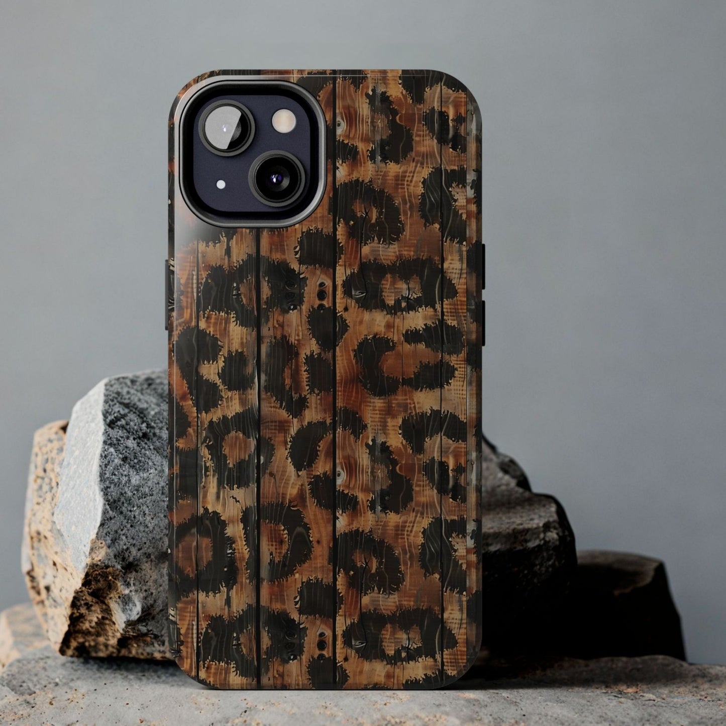 Woodgrain Animal Print Protective Phone Case