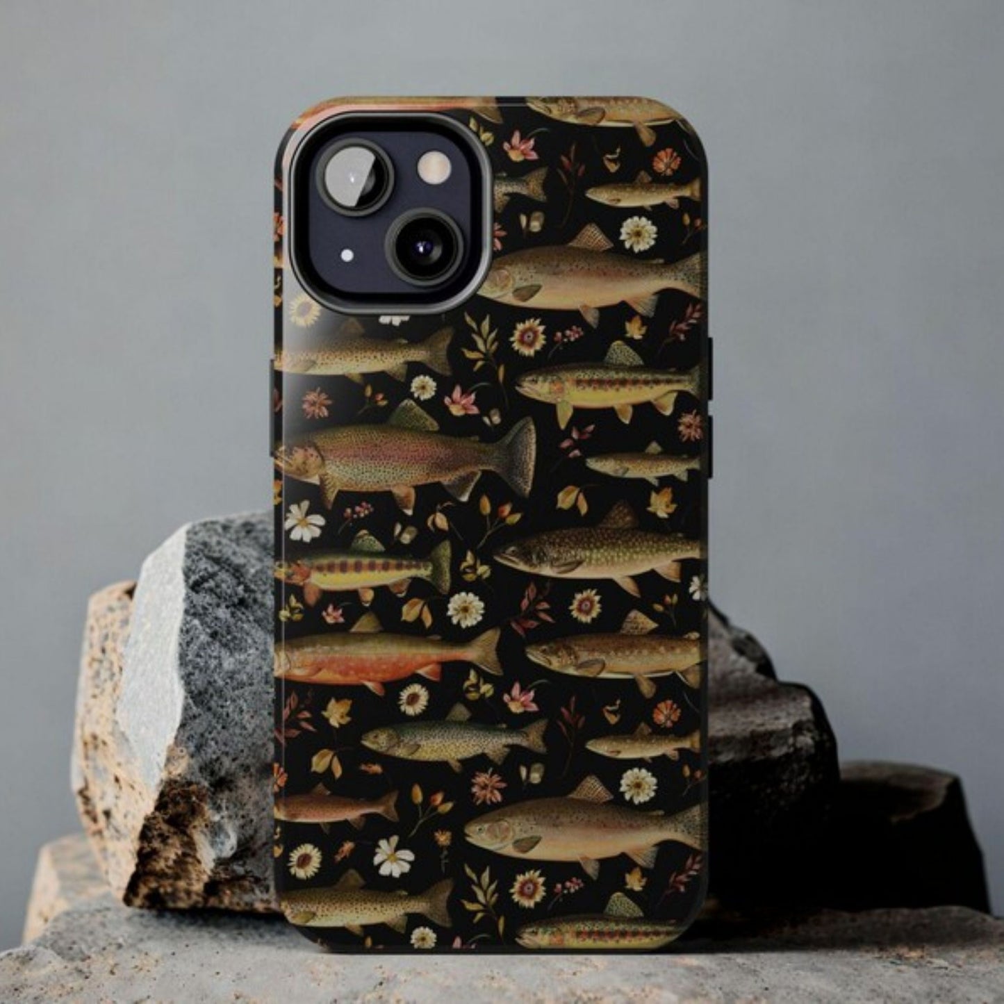 Vintage Floral Trout Fish Phone Case
