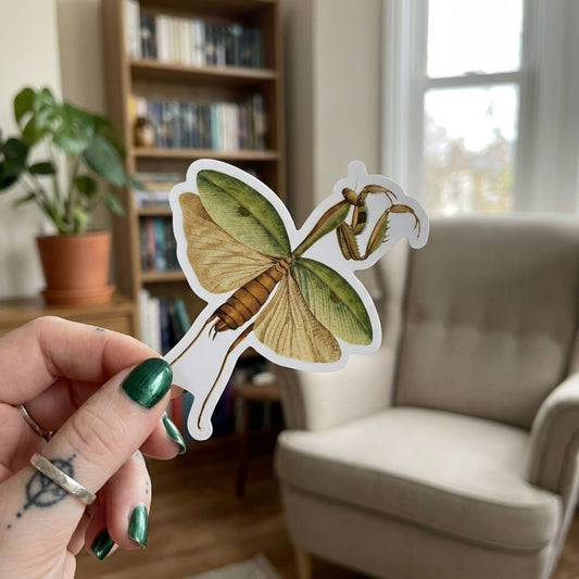 Praying Mantis Die Cut Sticker