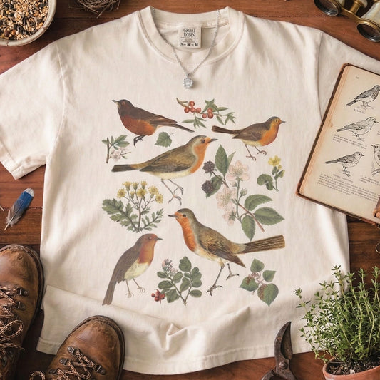 Vintage Red Robin Bird Oversized T-Shirt