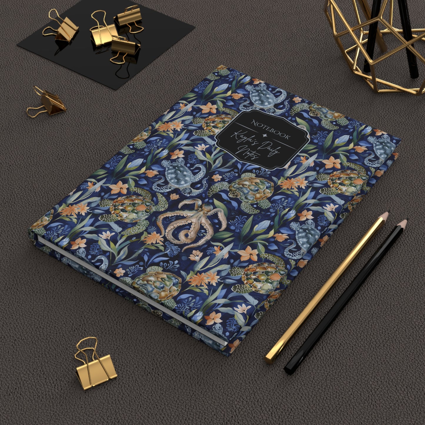 Turtle William Morris Style Personalized Journal