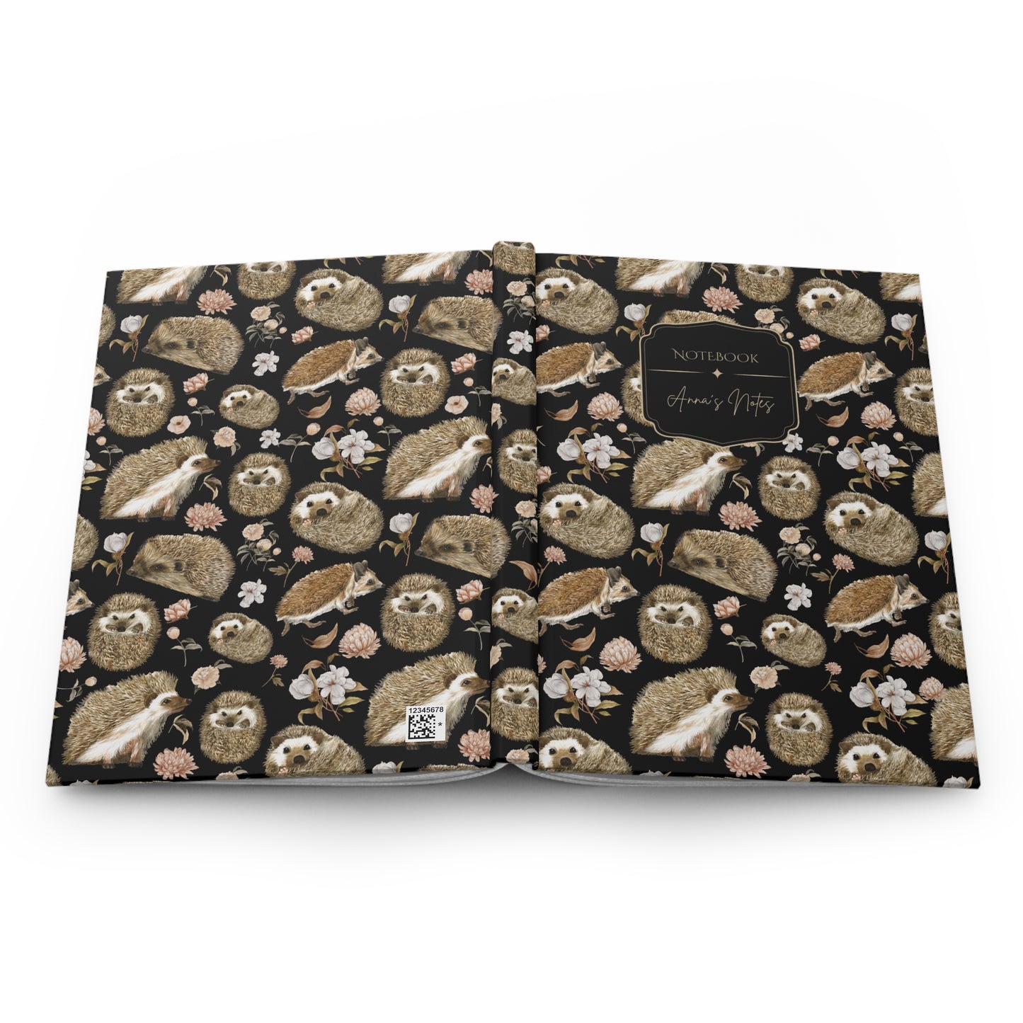 Cute Floral Hedgehog Personalized Hardcover Journal
