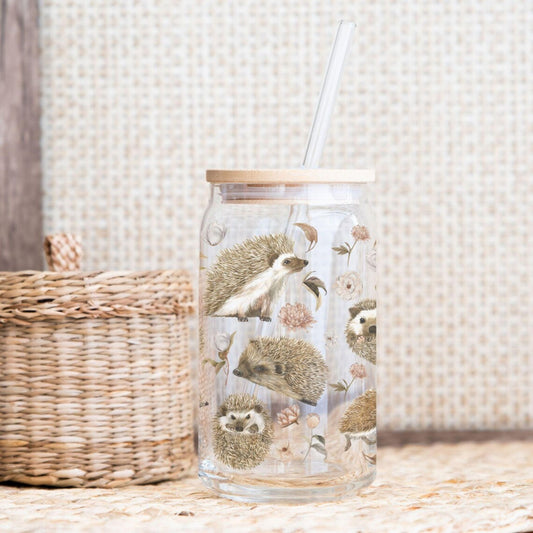 Cute Hedgehog Sipper Glass With Straw