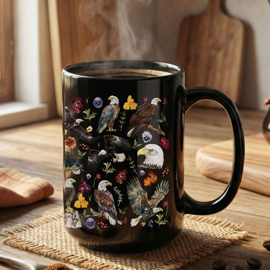 Eagle Mugs, Bird Watching Gift, Birds Coffee Cup, Ceramic 15 OZ