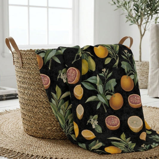 Botanical Vintage Lemons Fleece Blanket