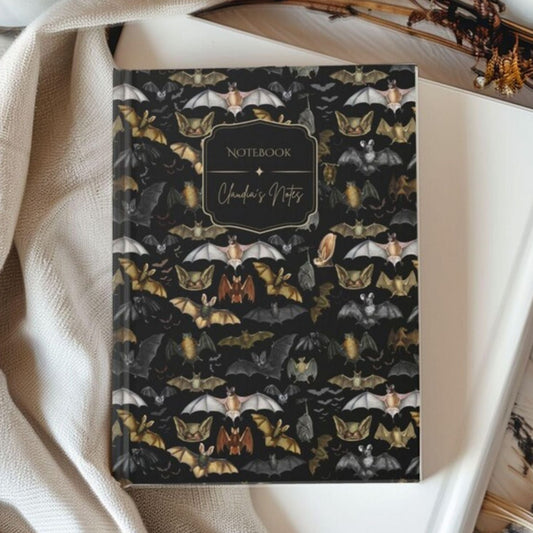 Vintage Bats Hardcover Personalized Notebook