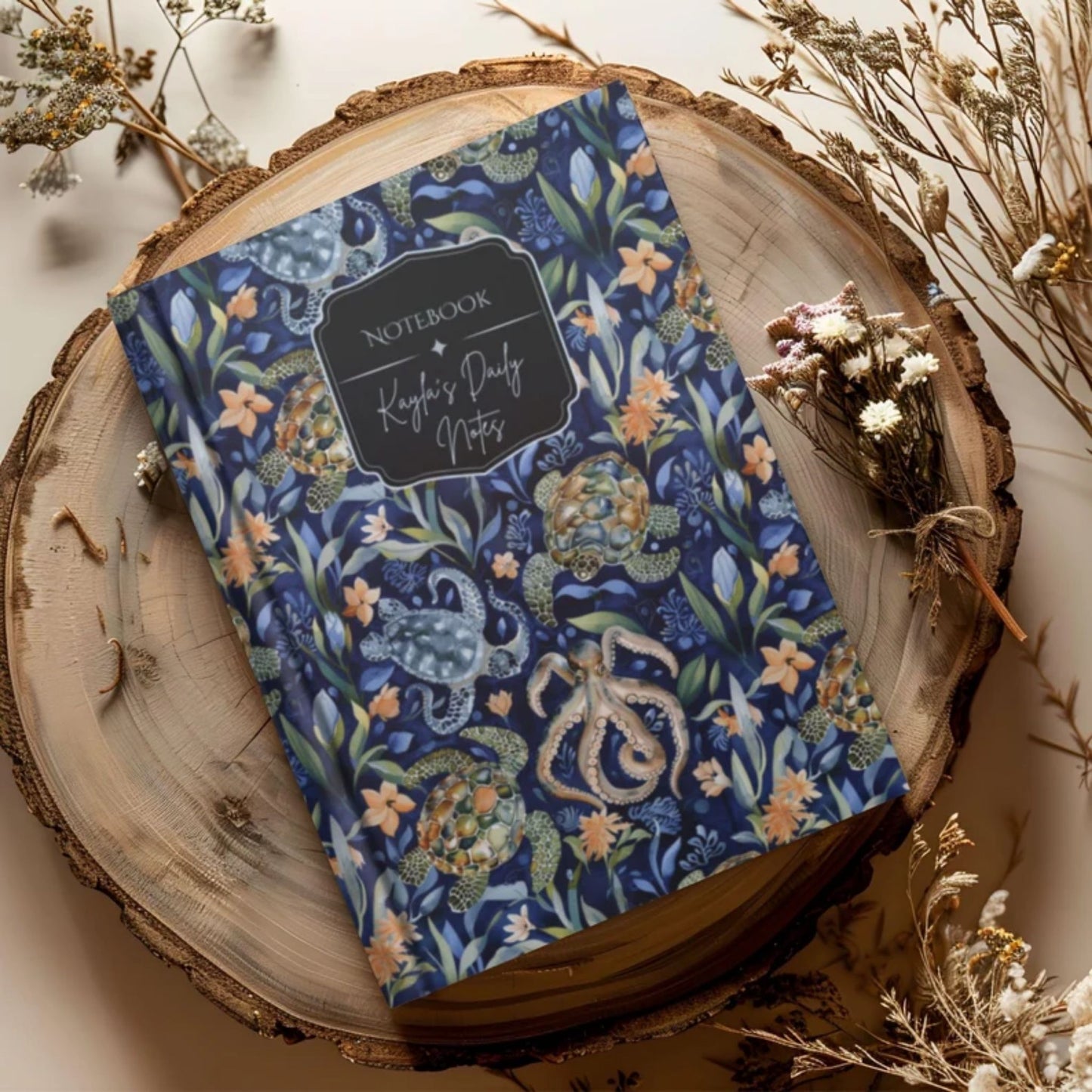 Turtle William Morris Style Personalized Journal
