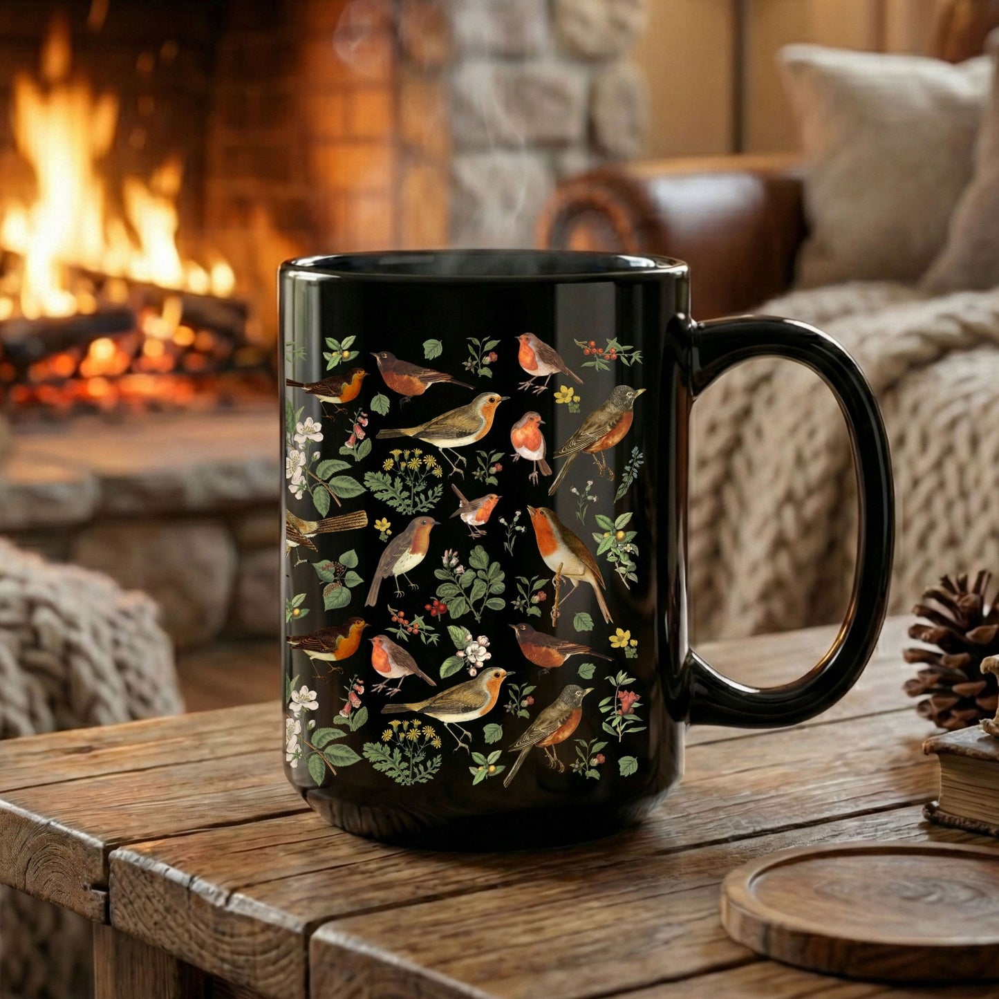 Vintage Robin Bird Large Coffee Cup