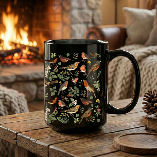 Vintage Robin Bird Large Coffee Cup