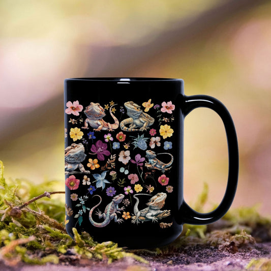 Bearded Dragon Floral Mug