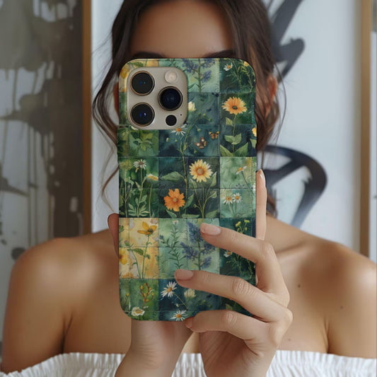 Green Patchwork Wildflower Phone Case
