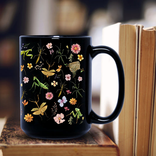 Praying Mantis Floral Coffee Mug