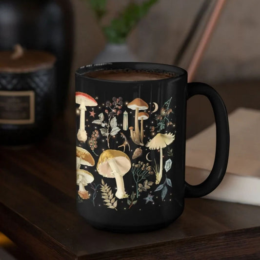 Magic Mushroom Black Coffee Cup