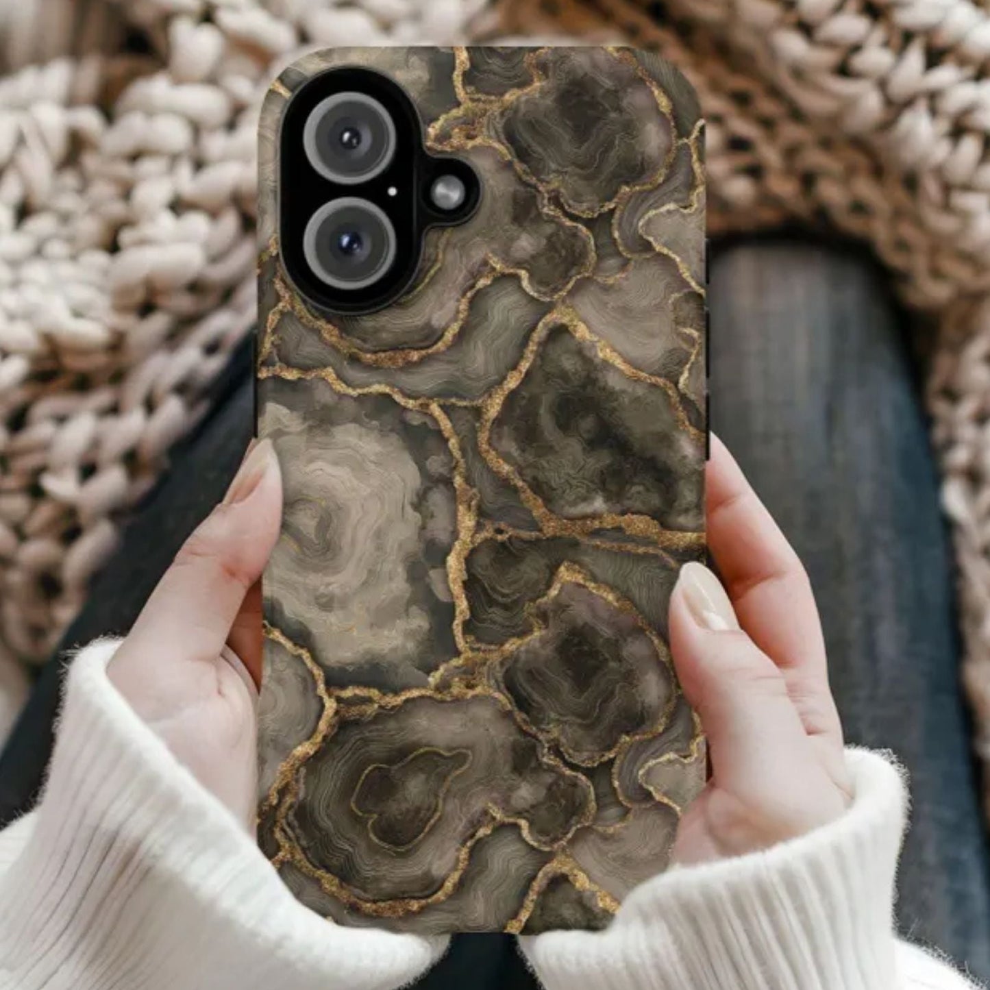 Brown Gold Agate Tough Phone Case