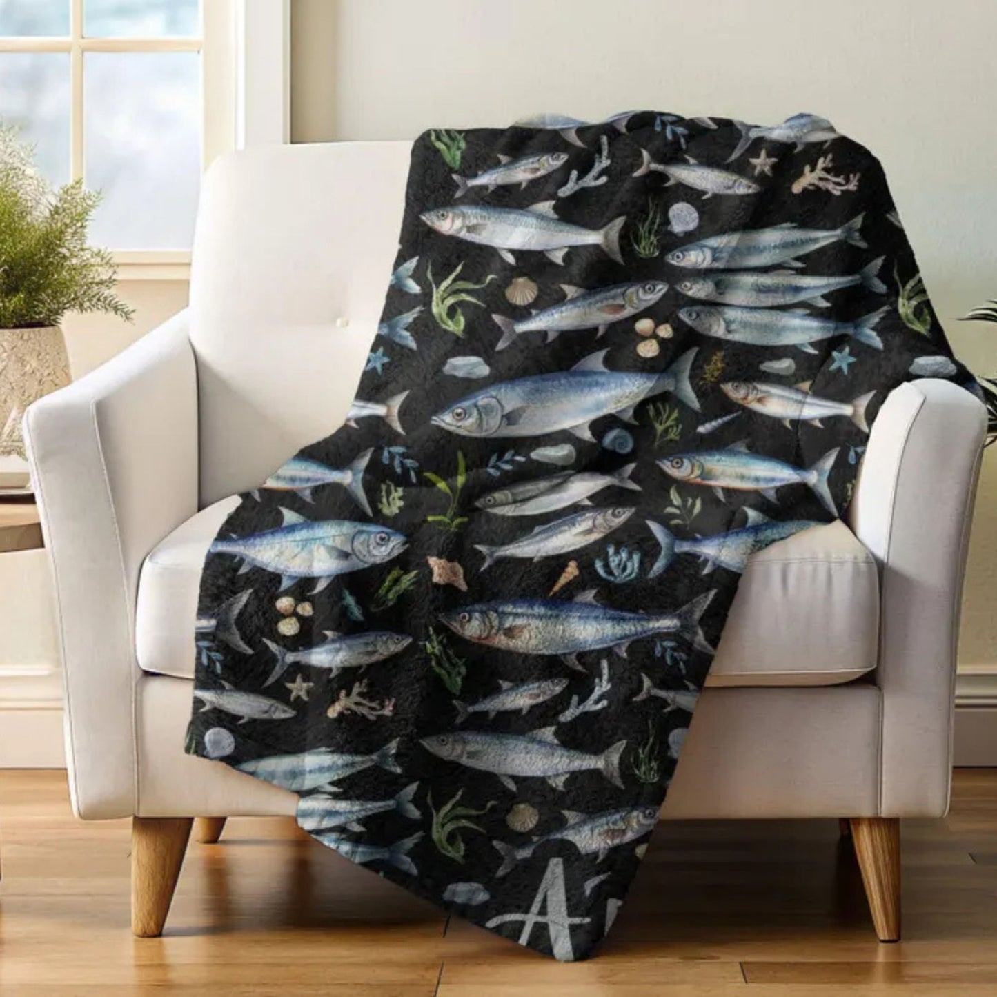 Fish Sardine Fleece Blanket