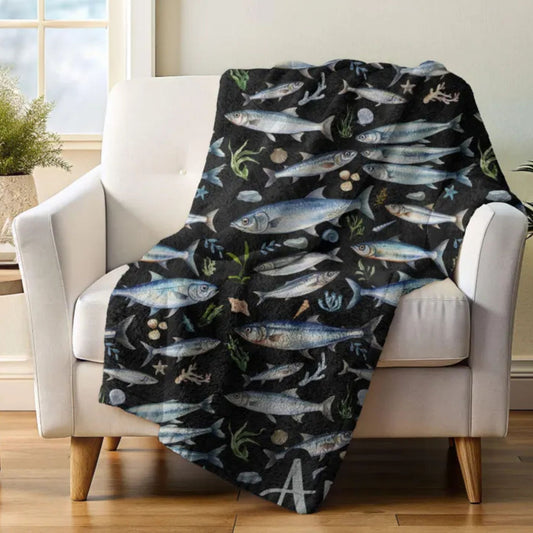 Fish Sardine Fleece Blanket