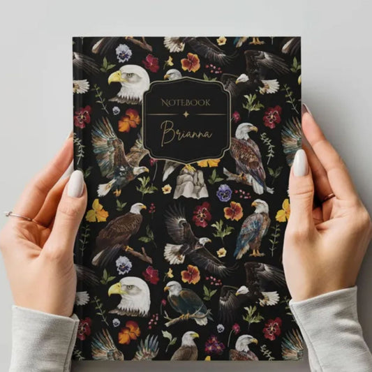Floral Eagle Personalized Hardcover Lined Journal