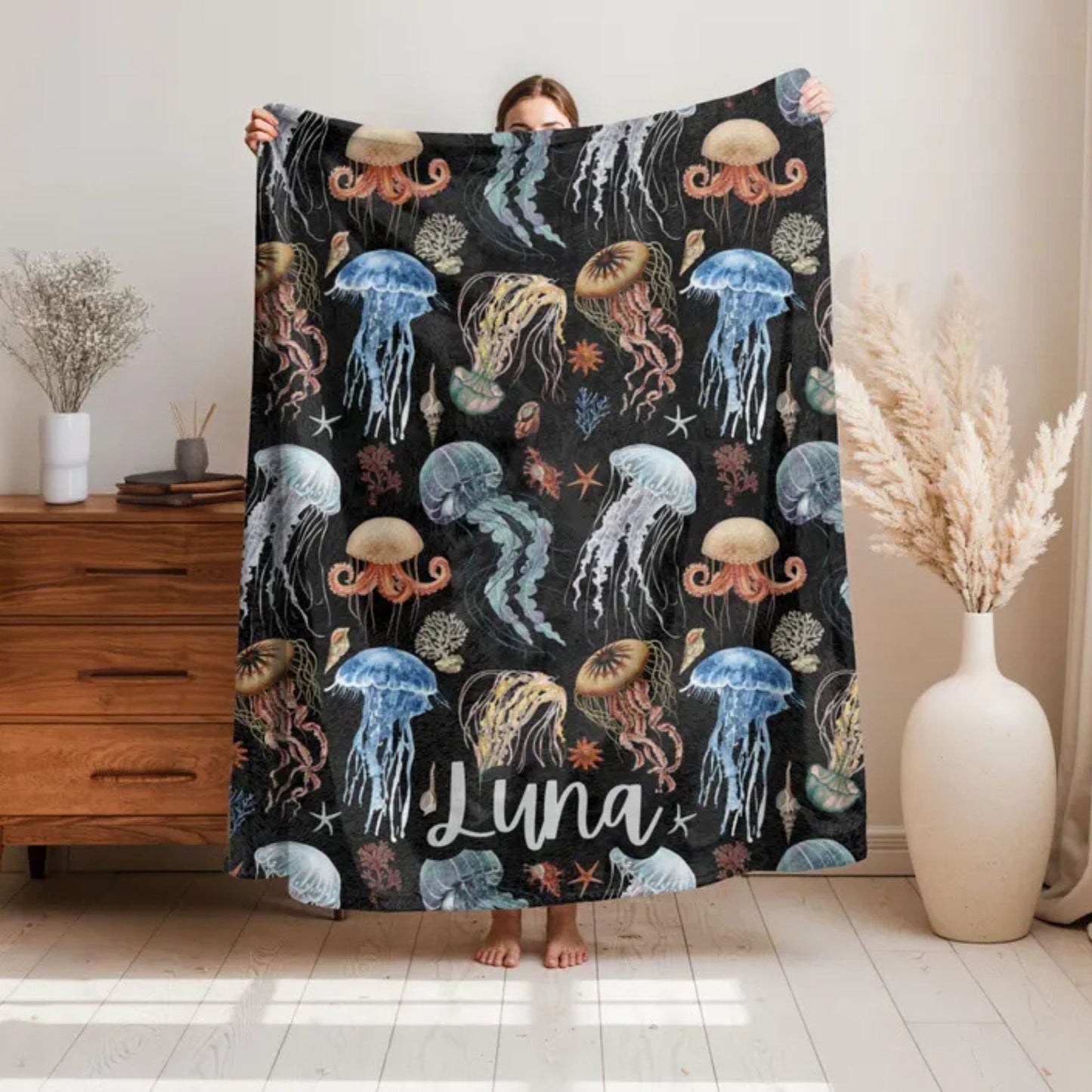 Jellyfish Fleece Throw Blanket
