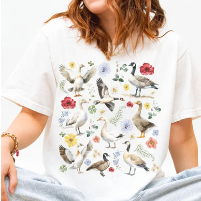 Cute Floral Goose T-Shirt