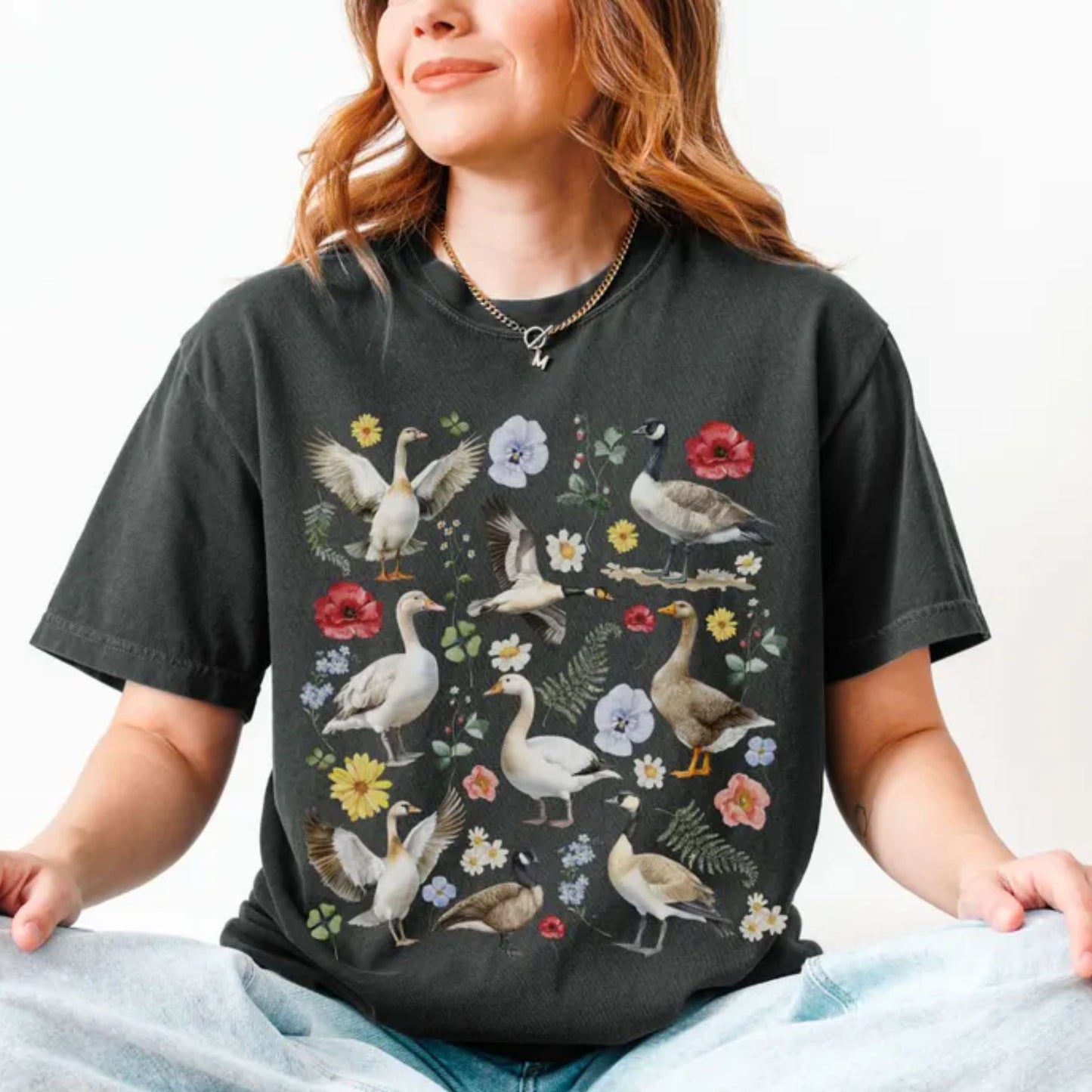 Cute Floral Goose T-Shirt