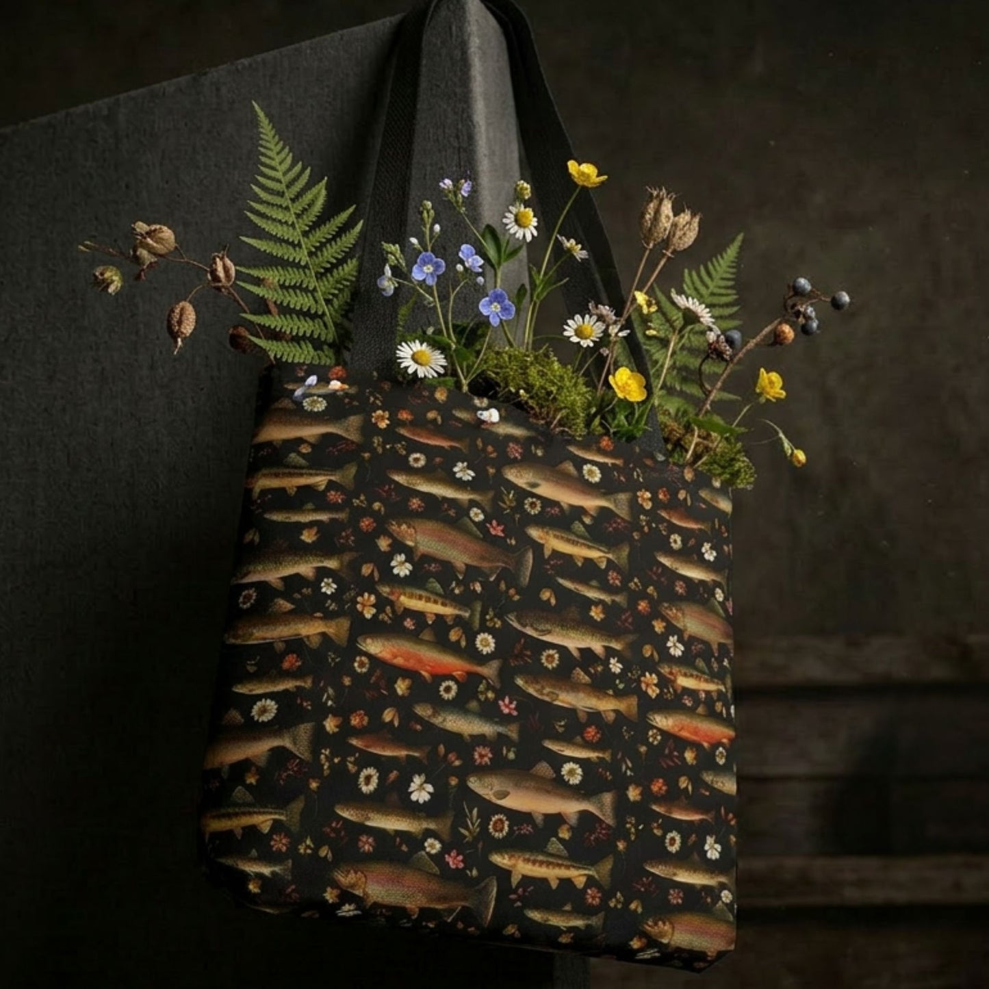 Vintage Trout Reusable Tote Bag