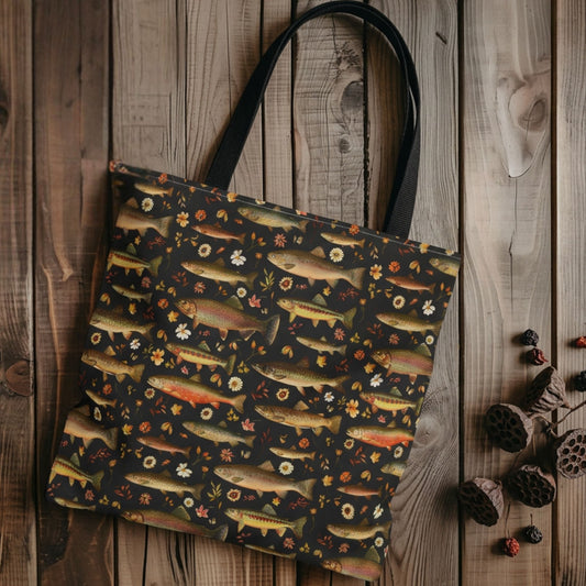Vintage Trout Reusable Tote Bag