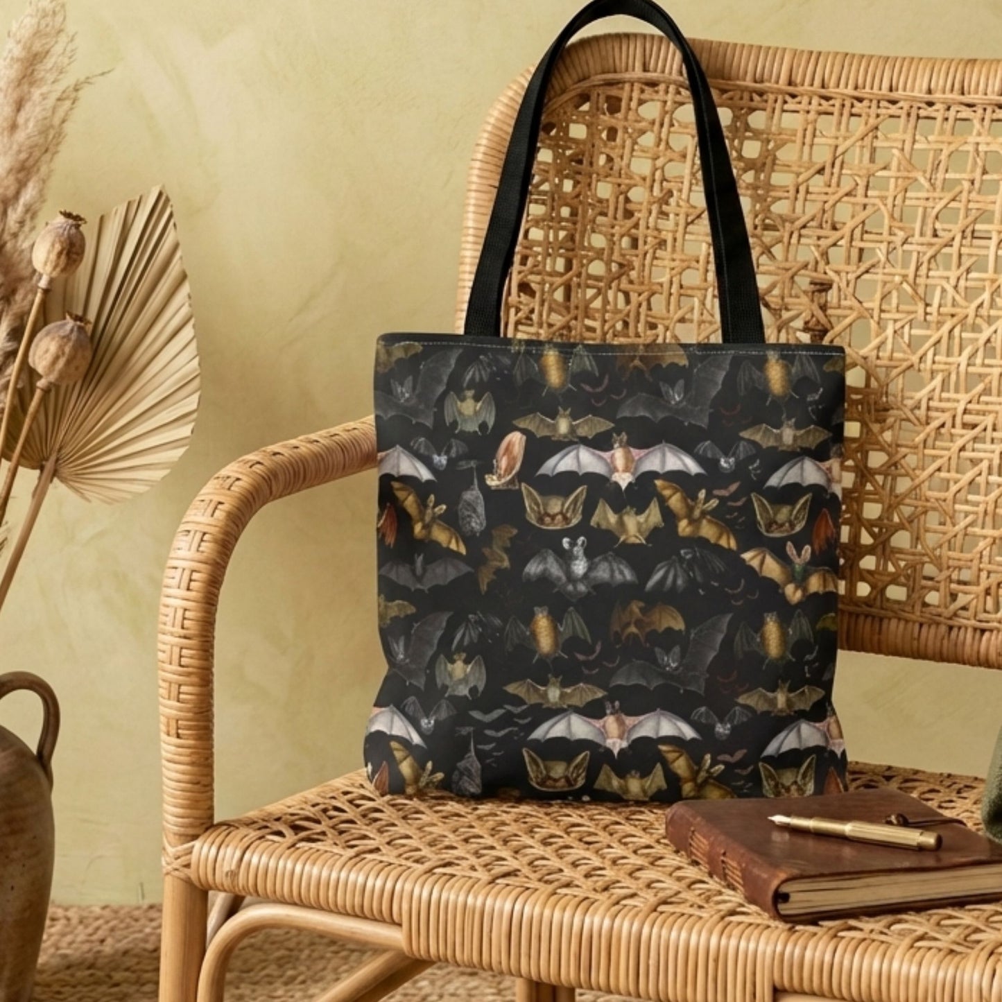 Vintage Gothic Bats Reusable Tote Bag