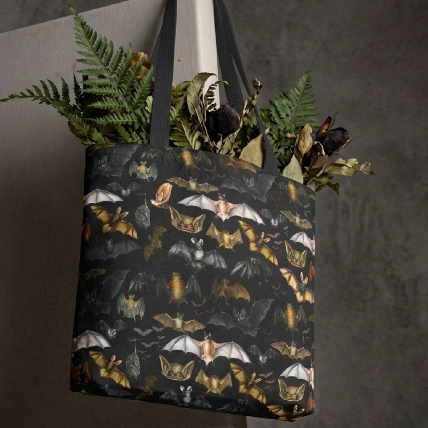Vintage Gothic Bats Reusable Tote Bag