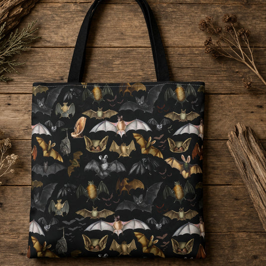 Vintage Gothic Bats Reusable Tote Bag