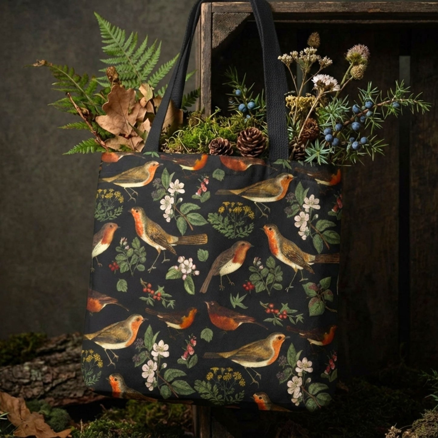 Vintage Red Robin Reusable Tote Bag