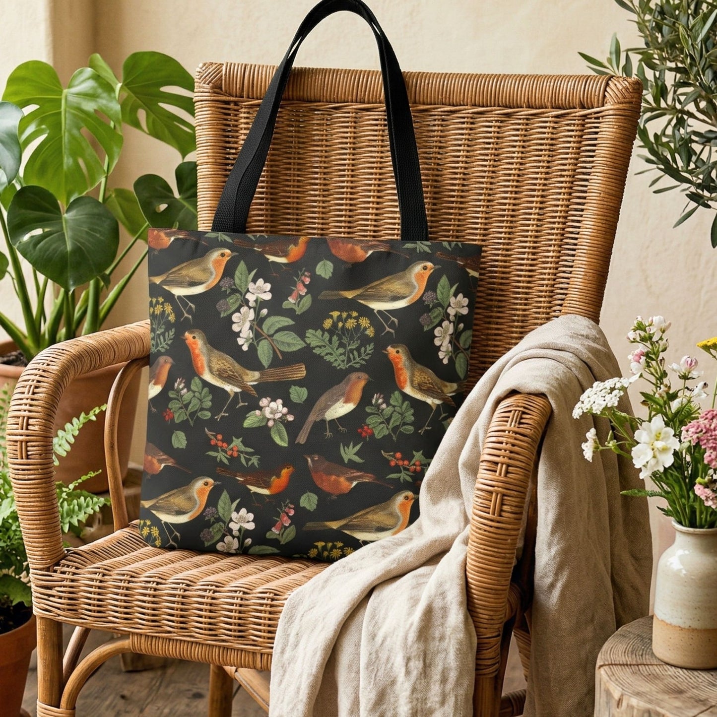 Vintage Red Robin Reusable Tote Bag