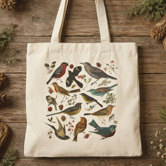 Forest Birds Canvas Tote