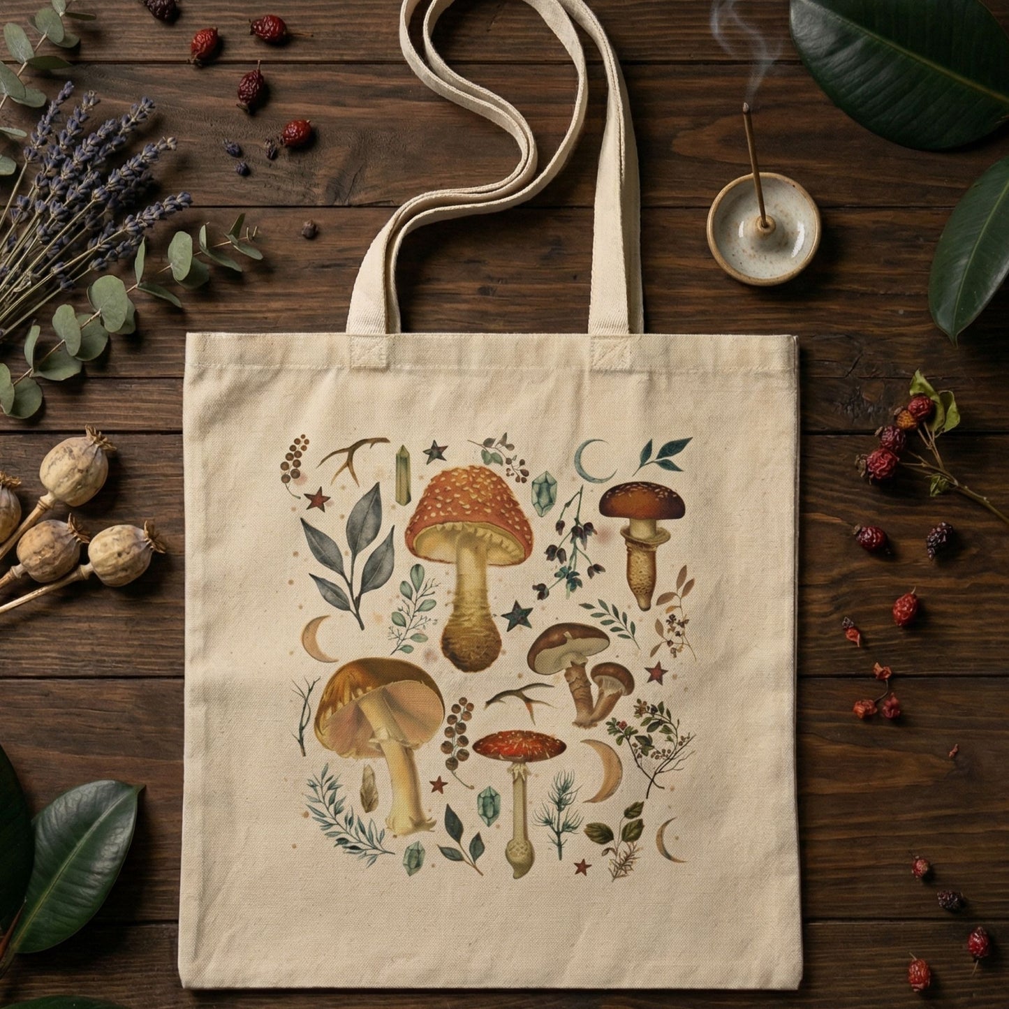Mystical Mushroom Canvas Tote